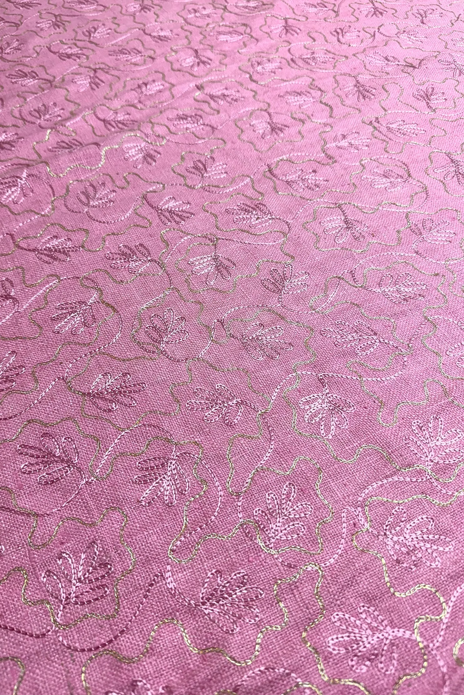 Pink Embroidered Silk Linen MEMT-010-02