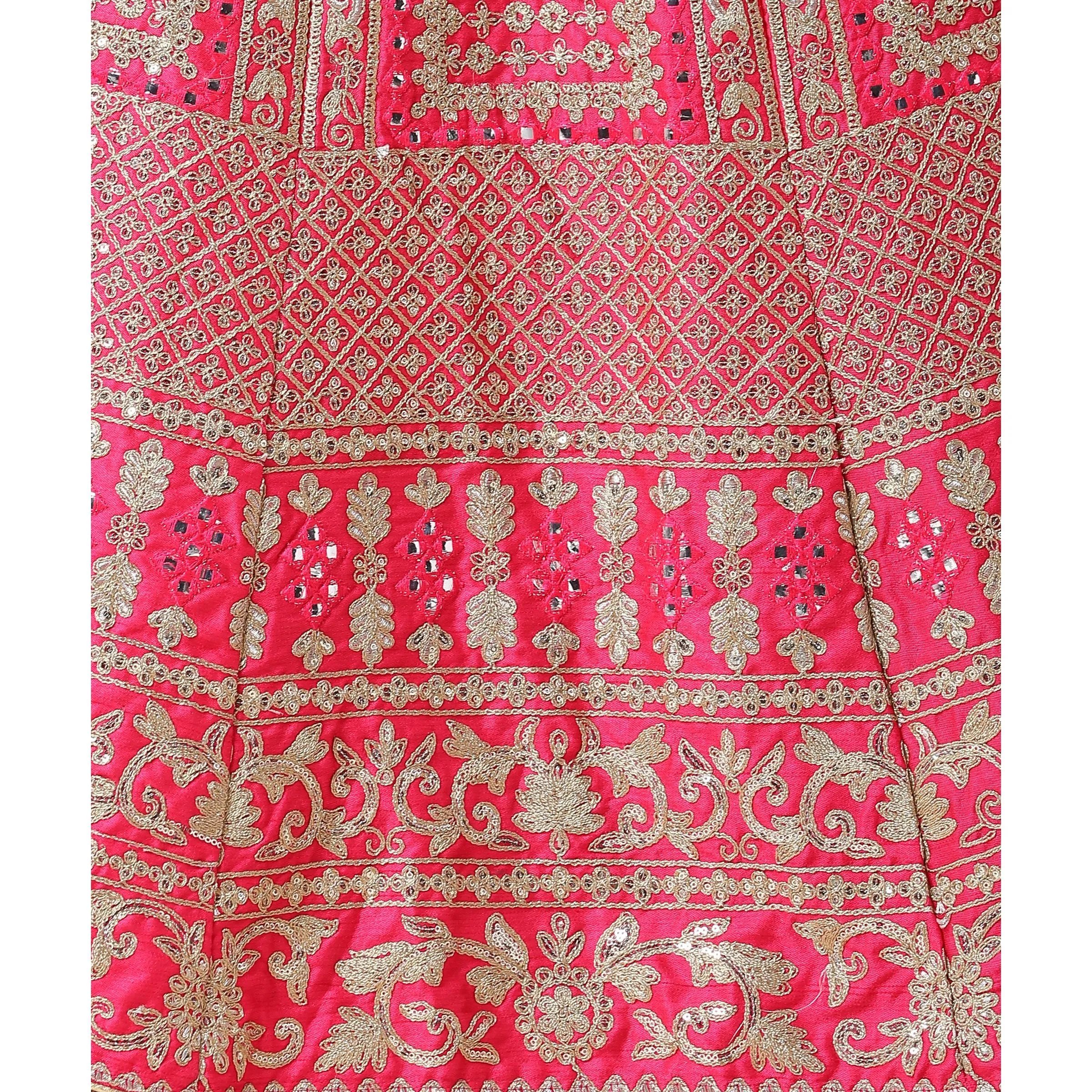 Pink Partywear Sequins Embroidered Heavy Silk Lehenga