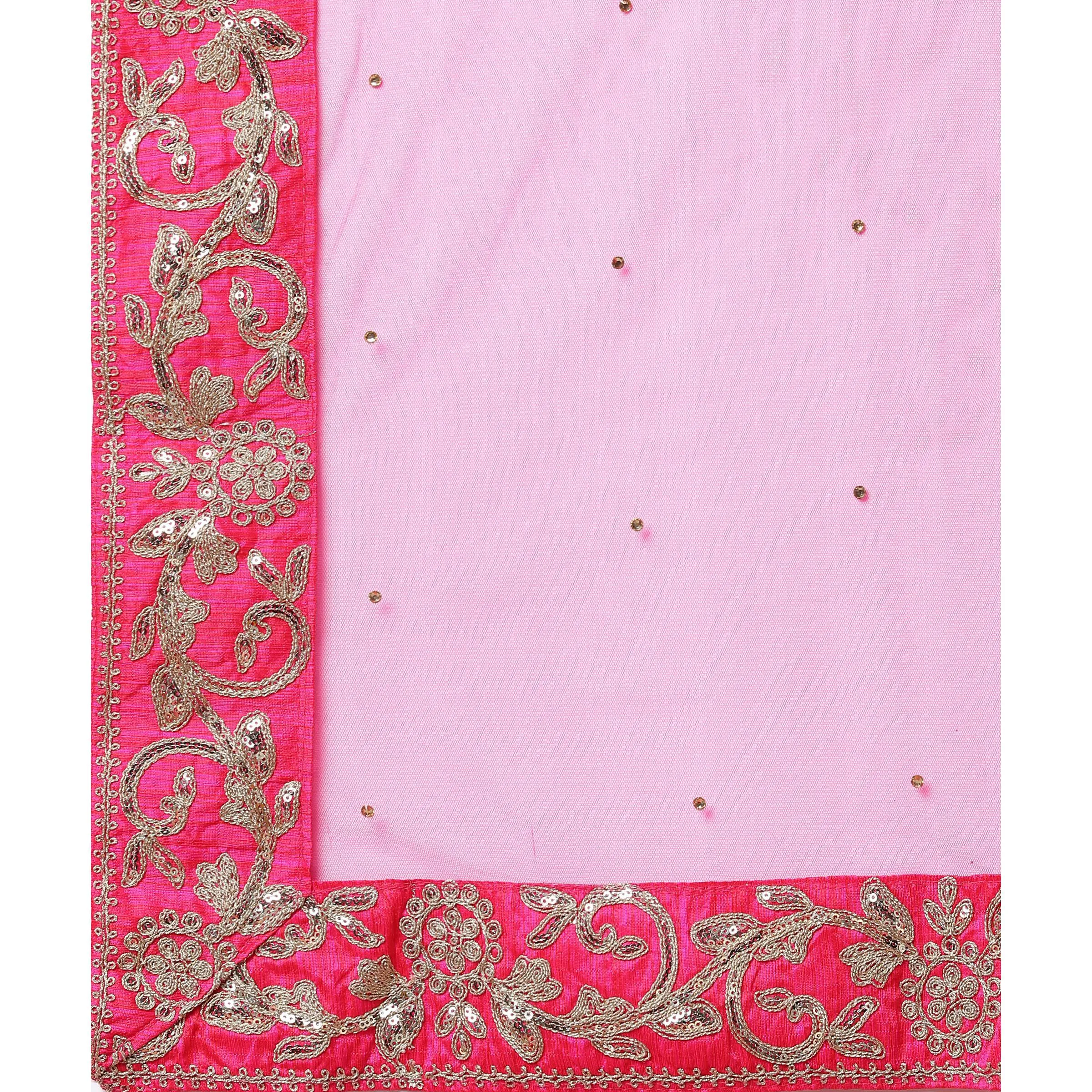 Pink Partywear Sequins Embroidered Heavy Silk Lehenga