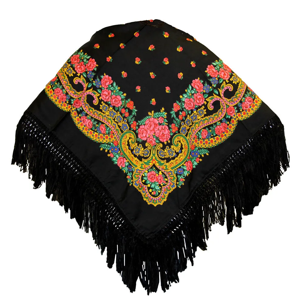 Portuguese Folklore Regional Half Head Viana Scarf Shawl With Fringe