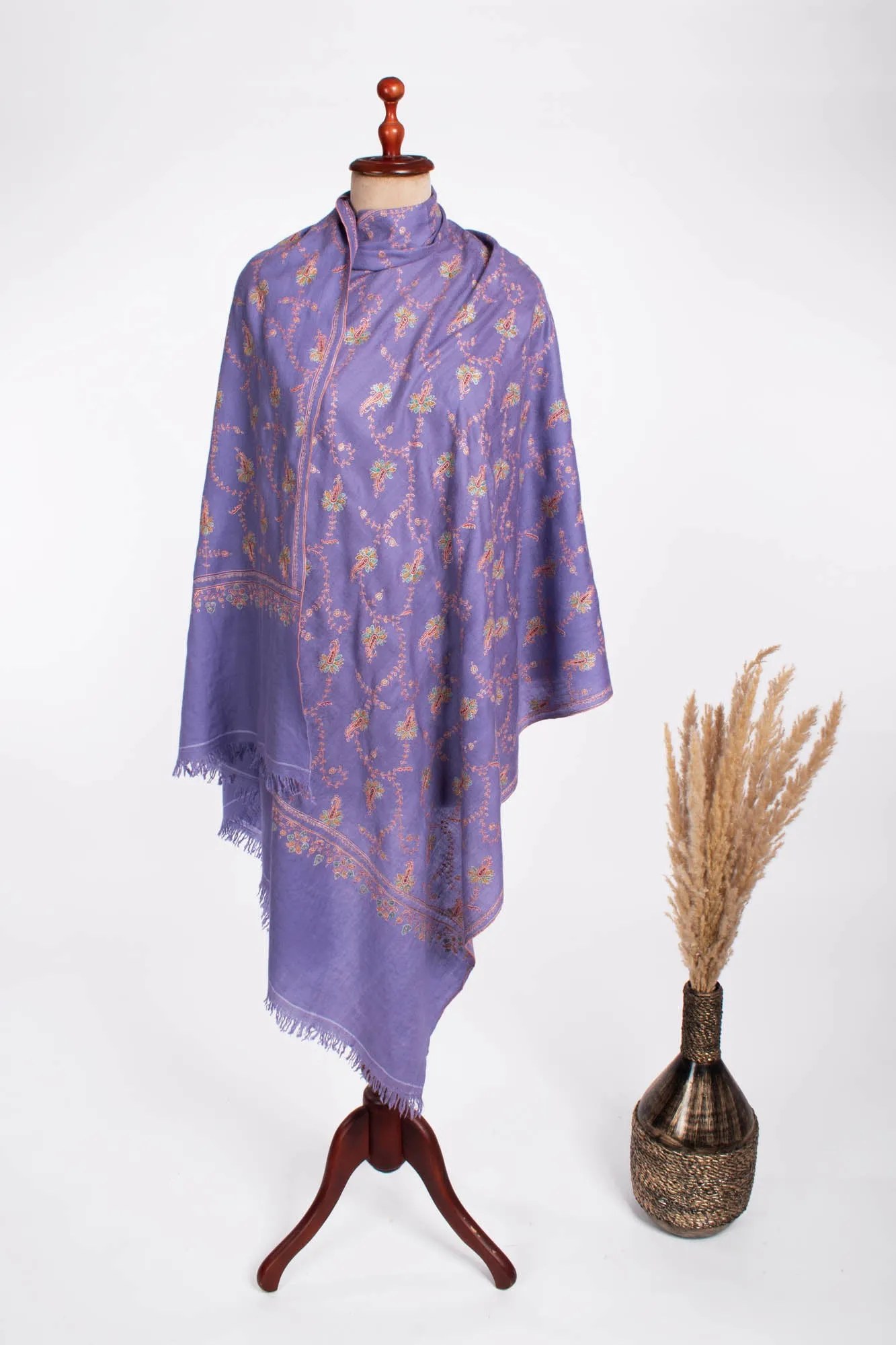 Purple Fine Sozni Kashmiri Pashmina Shawl - JUNEAU