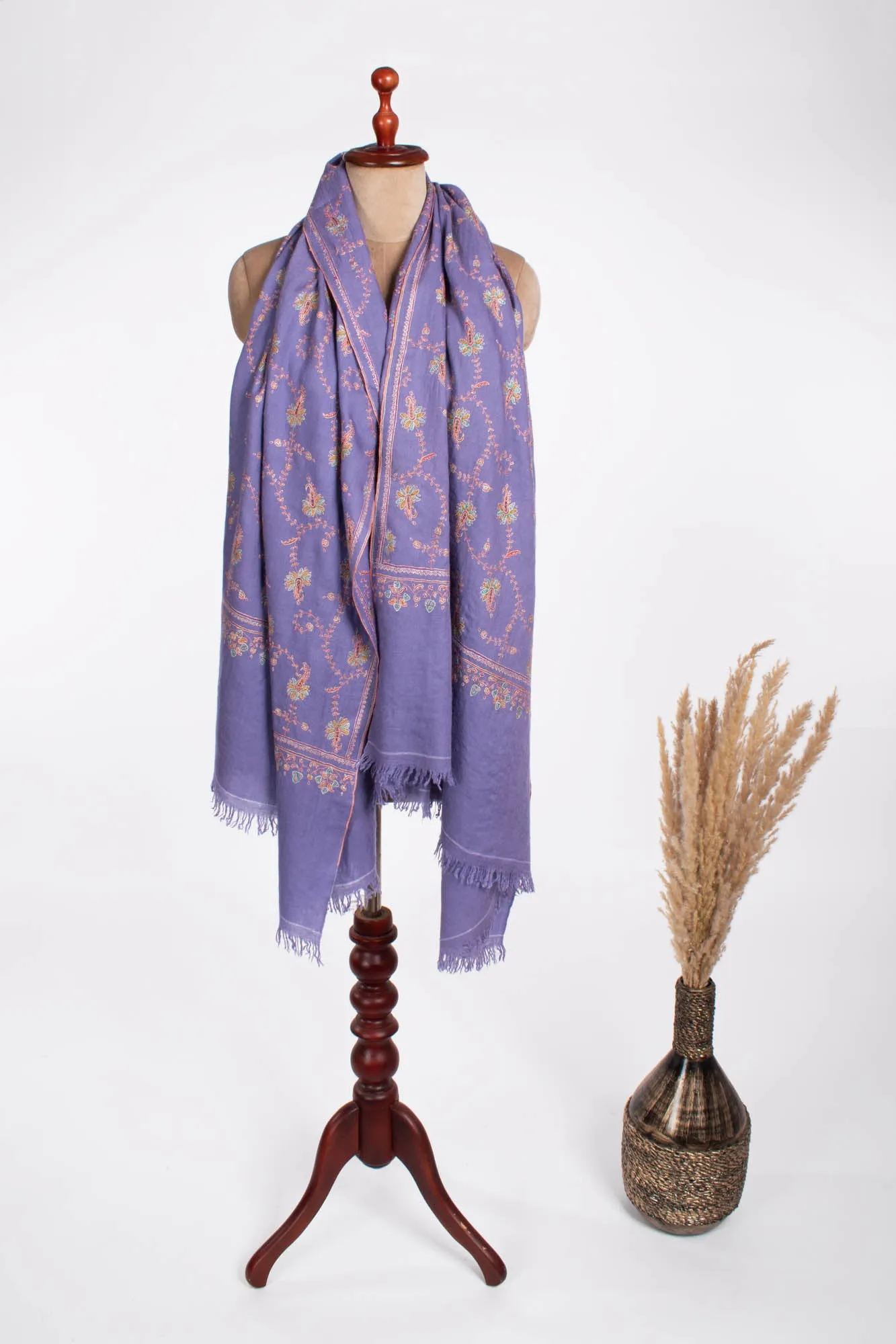 Purple Fine Sozni Kashmiri Pashmina Shawl - JUNEAU