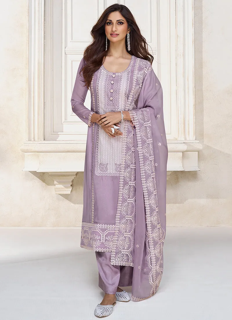 Purple Sequence Embroidery Traditional Salwar Kameez