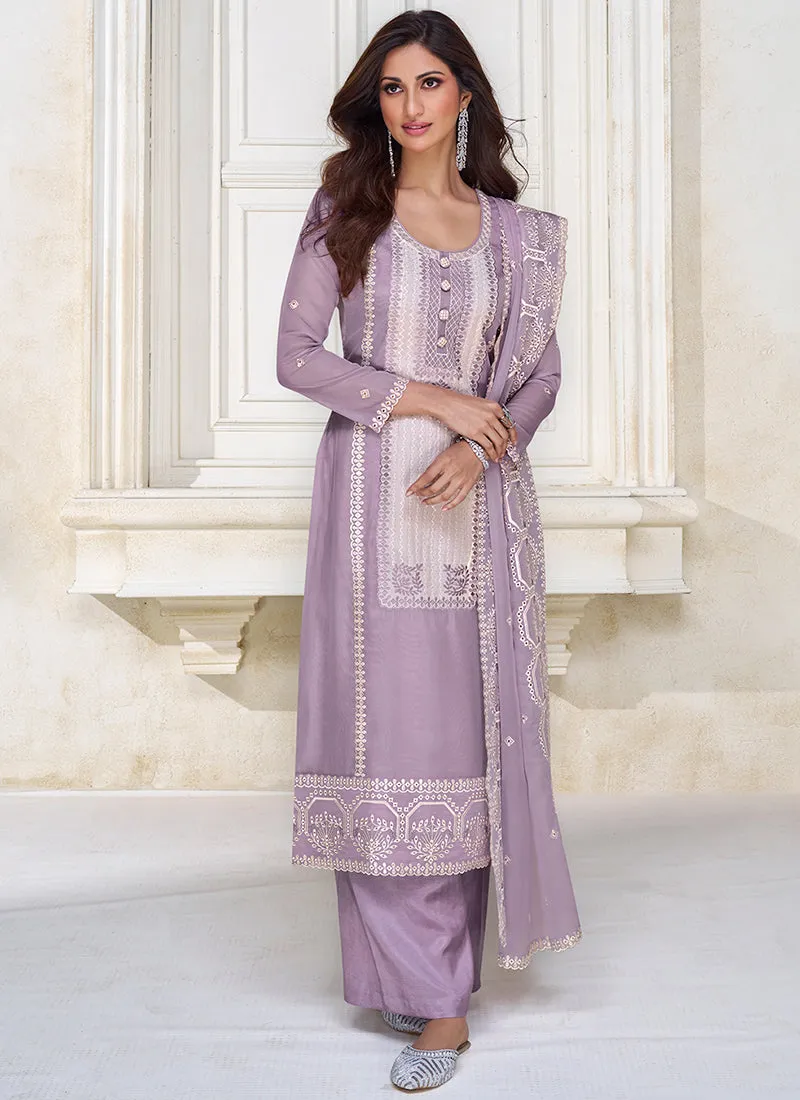 Purple Sequence Embroidery Traditional Salwar Kameez