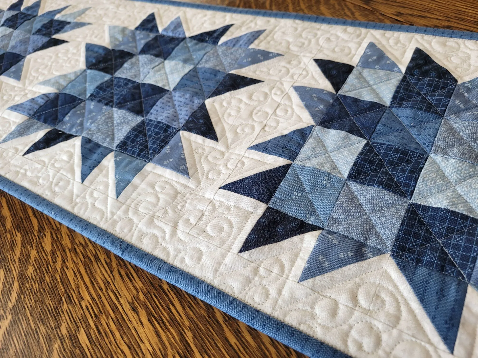 Quilted Table Runner in Bear Paw  Patchwork