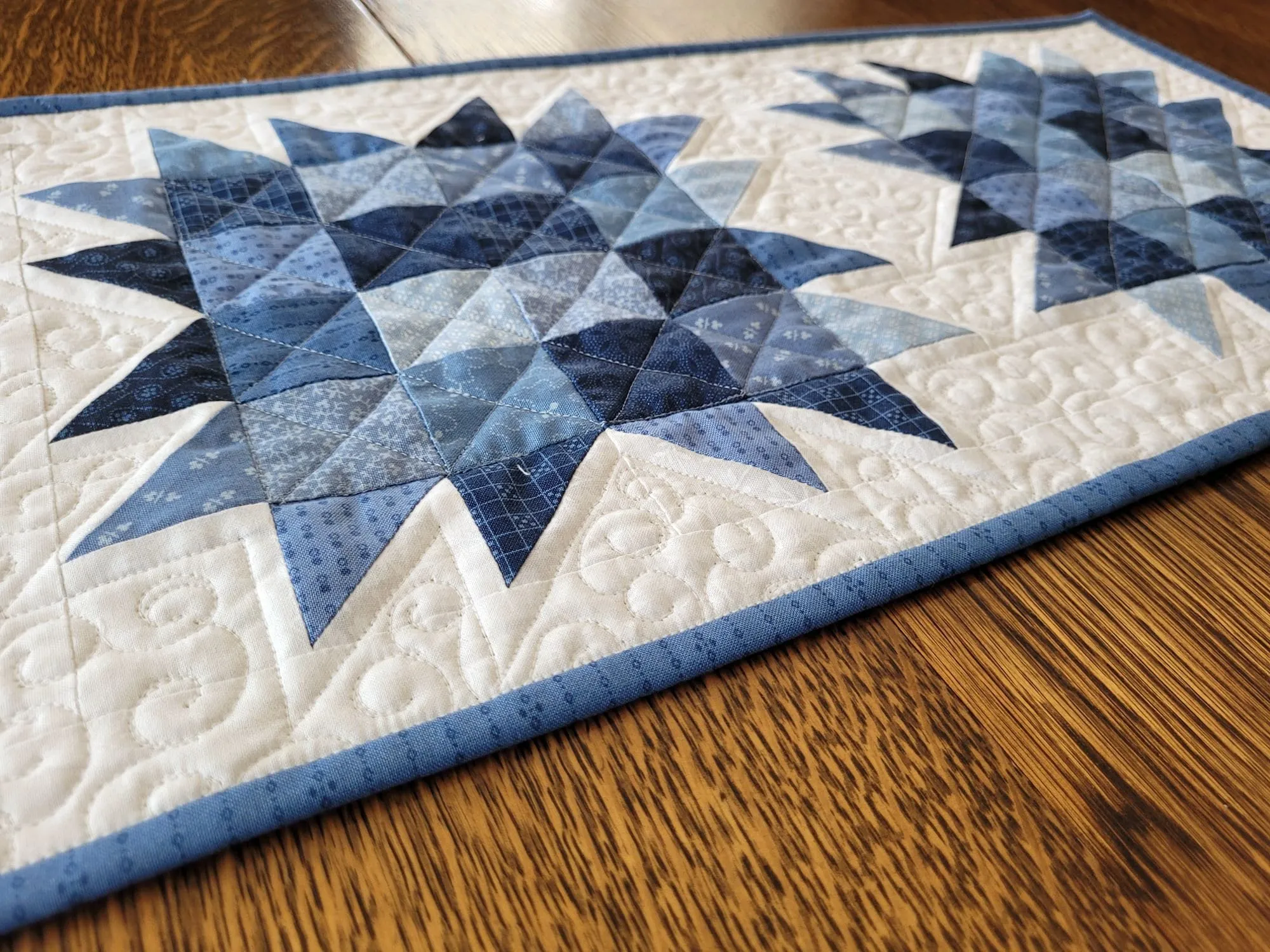 Quilted Table Runner in Bear Paw  Patchwork