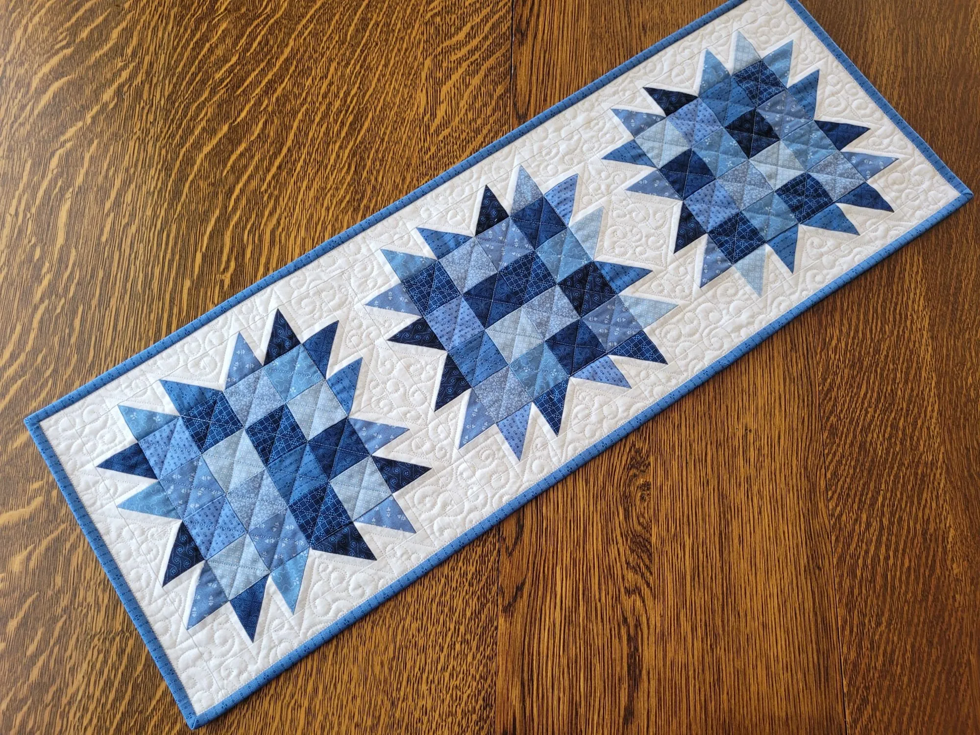 Quilted Table Runner in Bear Paw  Patchwork