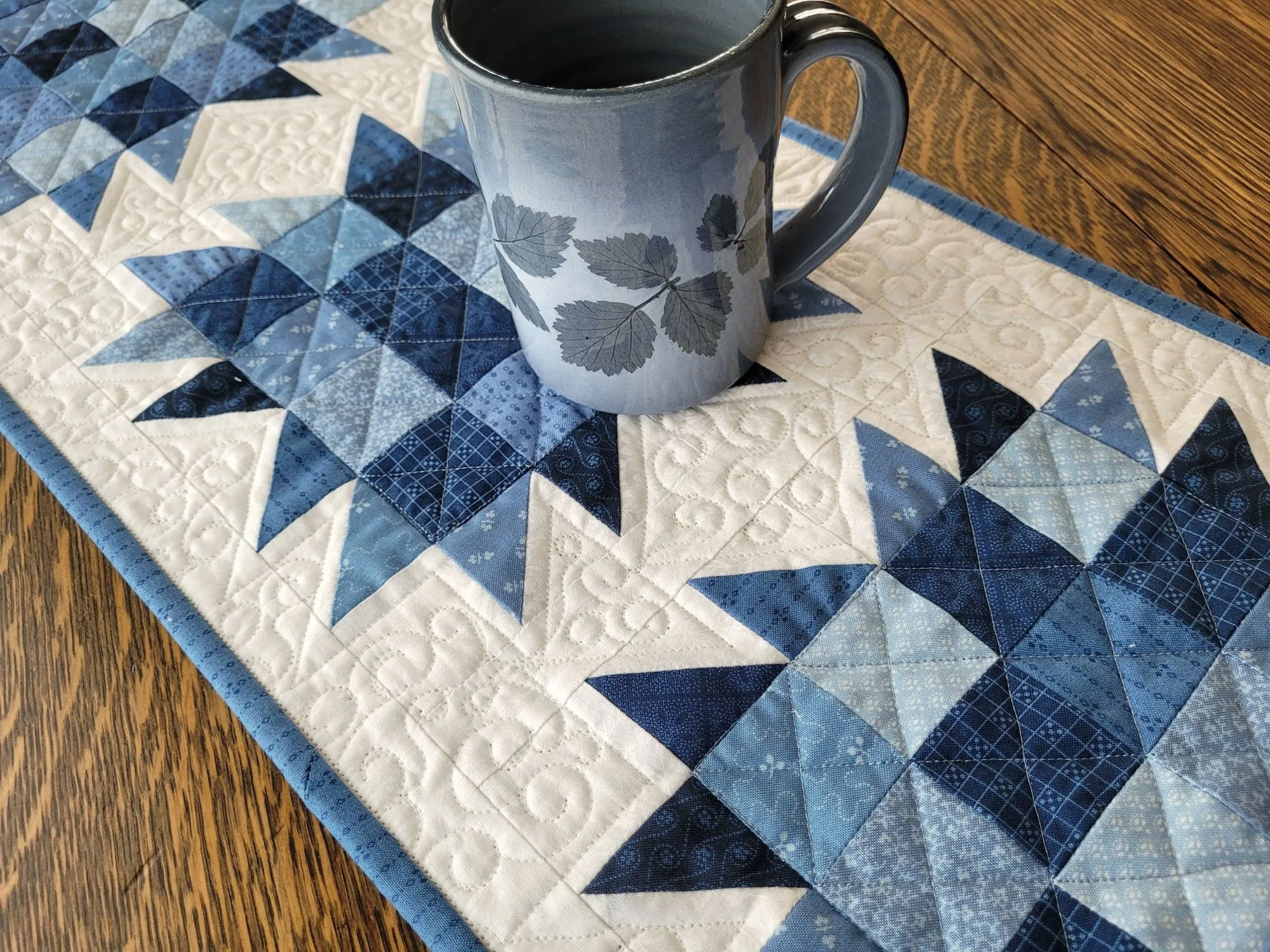 Quilted Table Runner in Bear Paw  Patchwork