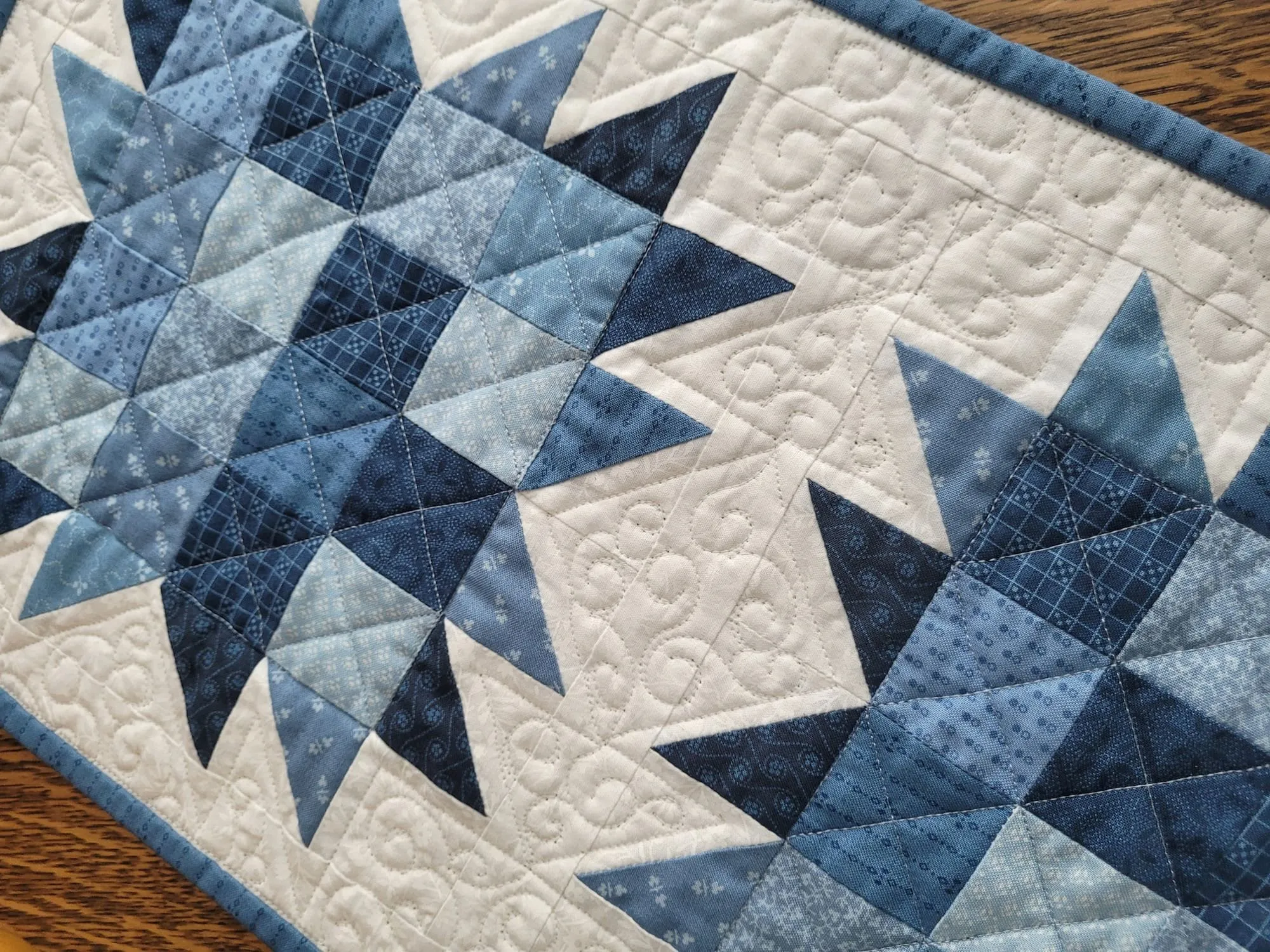 Quilted Table Runner in Bear Paw  Patchwork