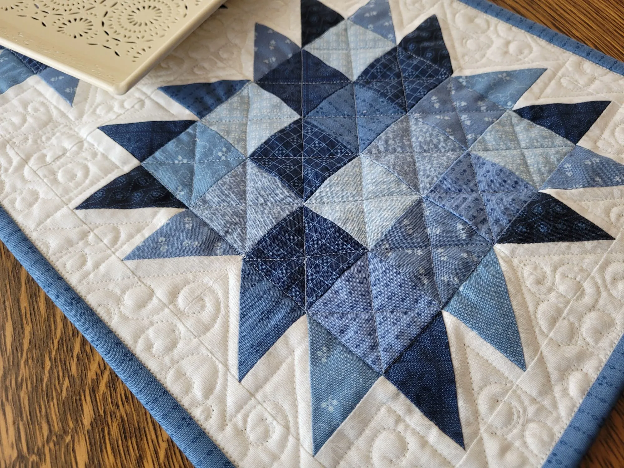 Quilted Table Runner in Bear Paw  Patchwork