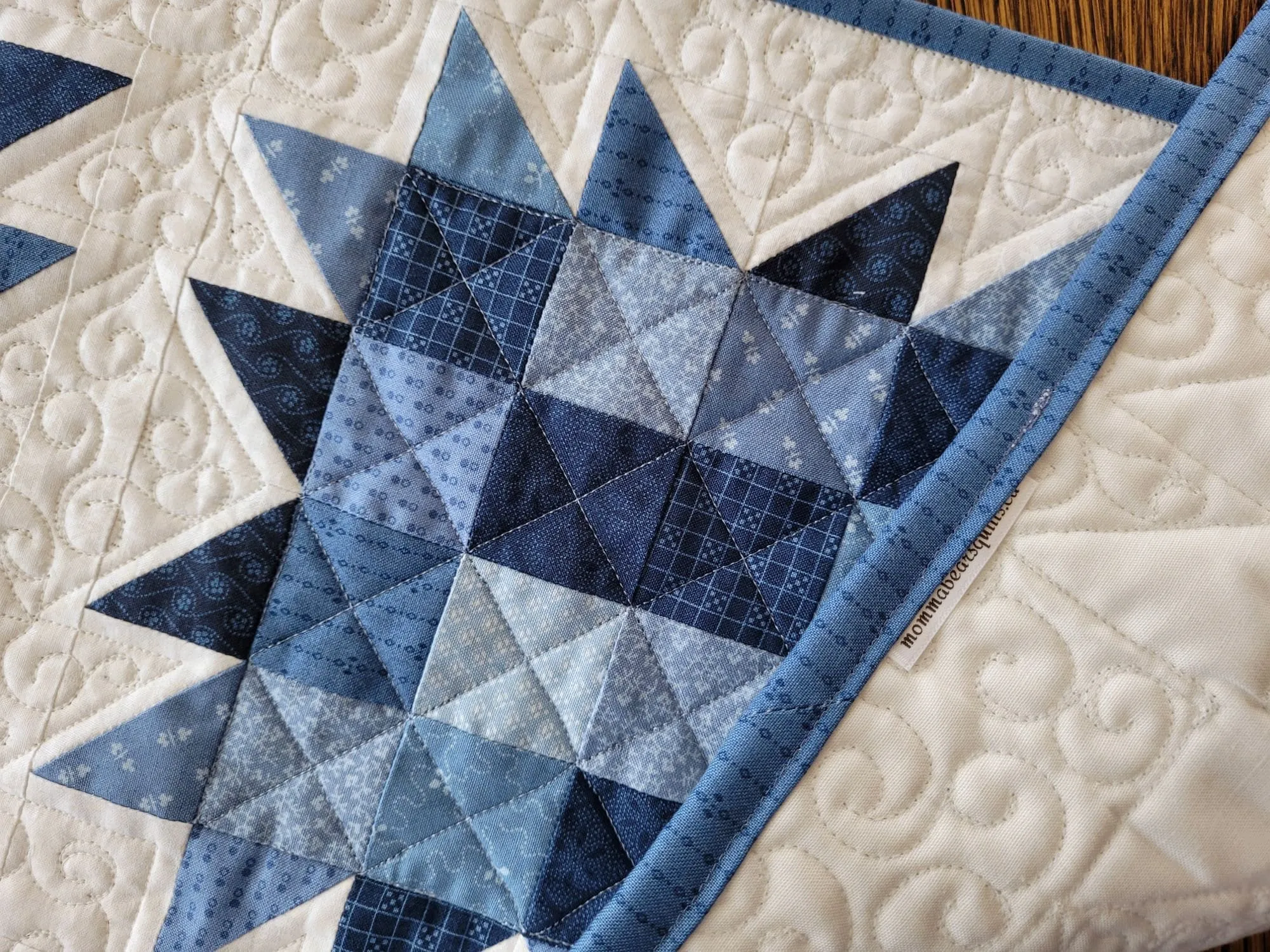 Quilted Table Runner in Bear Paw  Patchwork