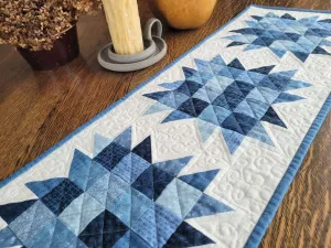 Quilted Table Runner in Bear Paw  Patchwork