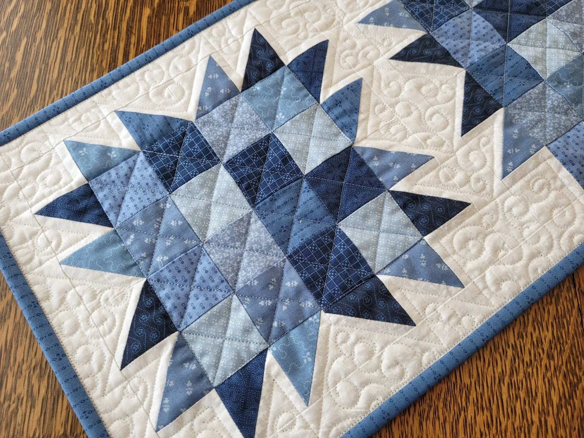 Quilted Table Runner in Bear Paw  Patchwork