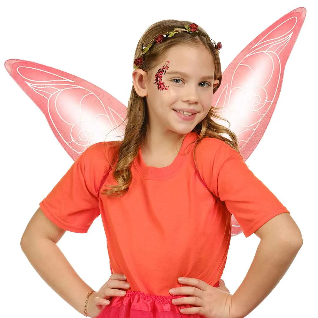 Red Fairy Costume Accessories Set - Fairy Wings, Fairy Crown - FUNCREDIBLE