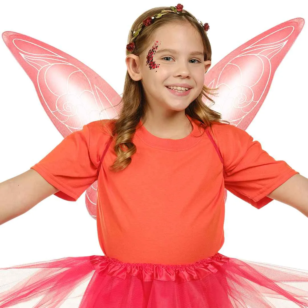 Red Fairy Costume Accessories Set - Fairy Wings, Fairy Crown - FUNCREDIBLE