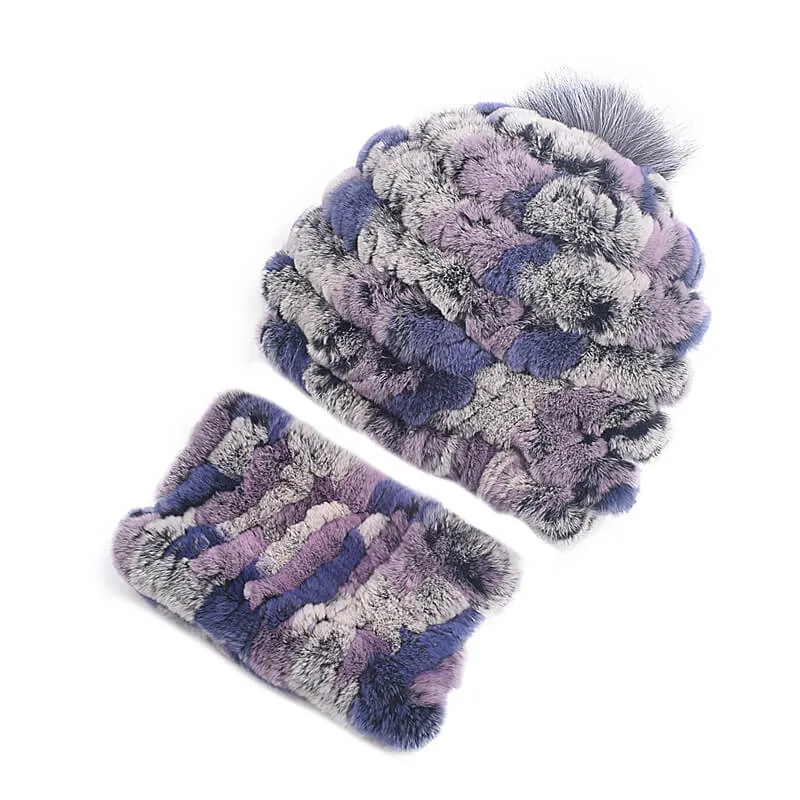 Rex rabbit fur hat female autumn and winter outdoor warm ear protection scarf casual suit