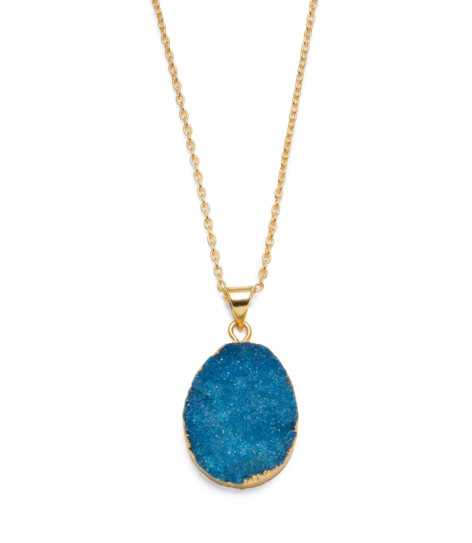 Rishima Druzy Drop Necklace Light Blue