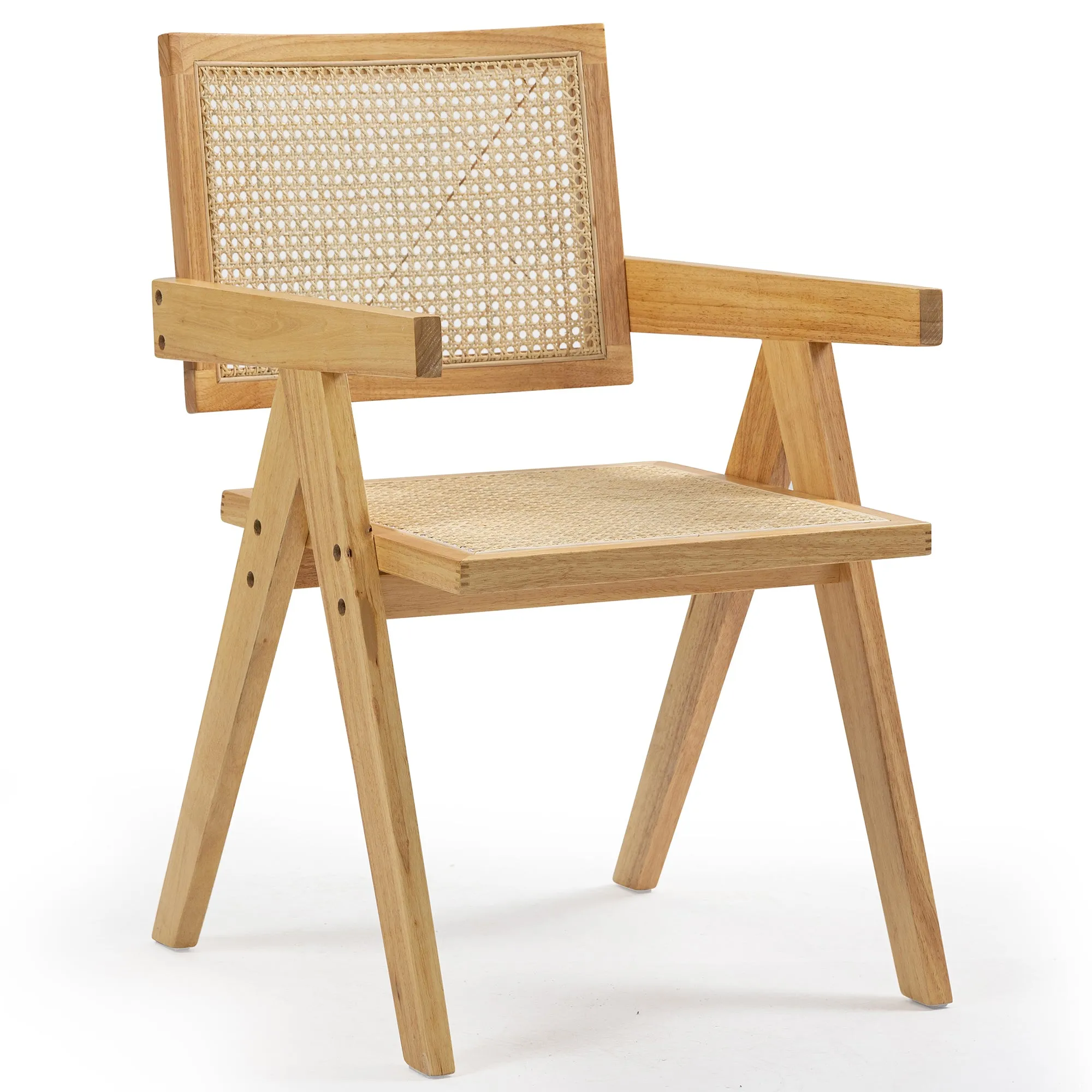 Set of 2 Bardot Natural Wooden Dining Chair with Rattan Back