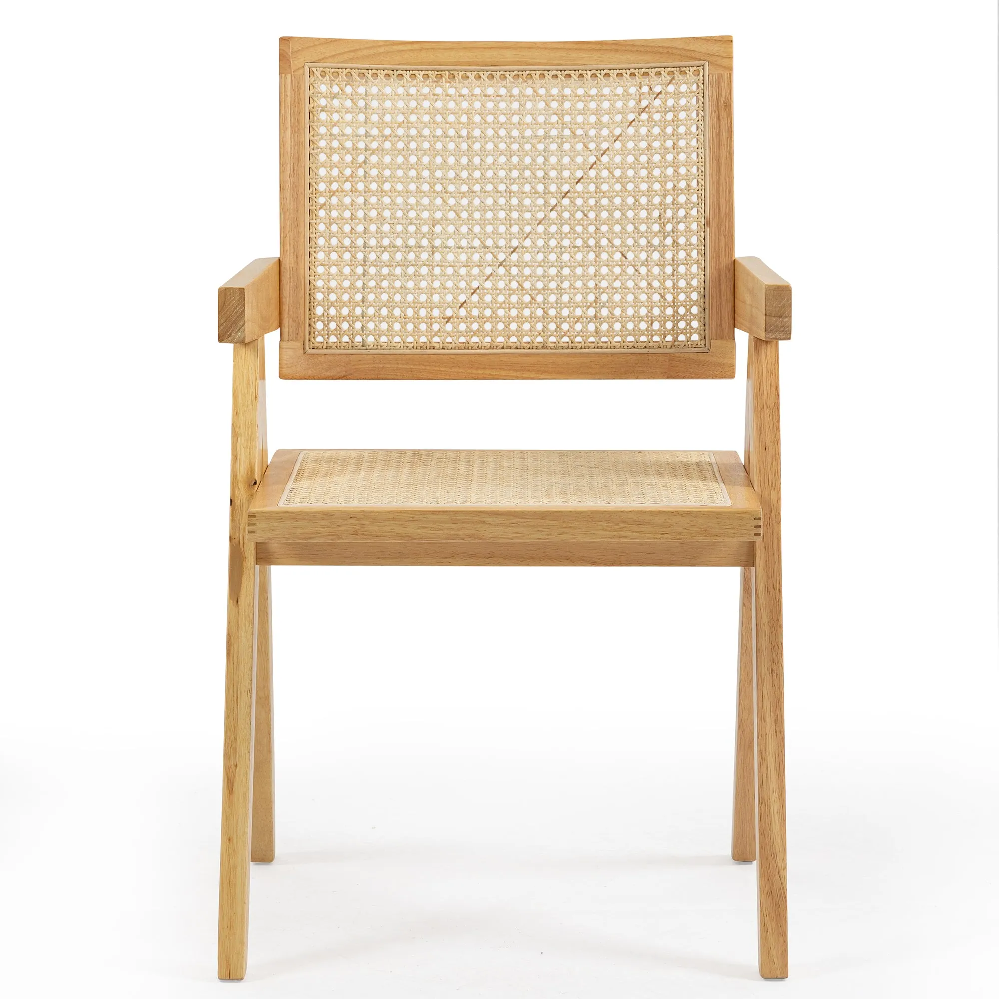 Set of 2 Bardot Natural Wooden Dining Chair with Rattan Back