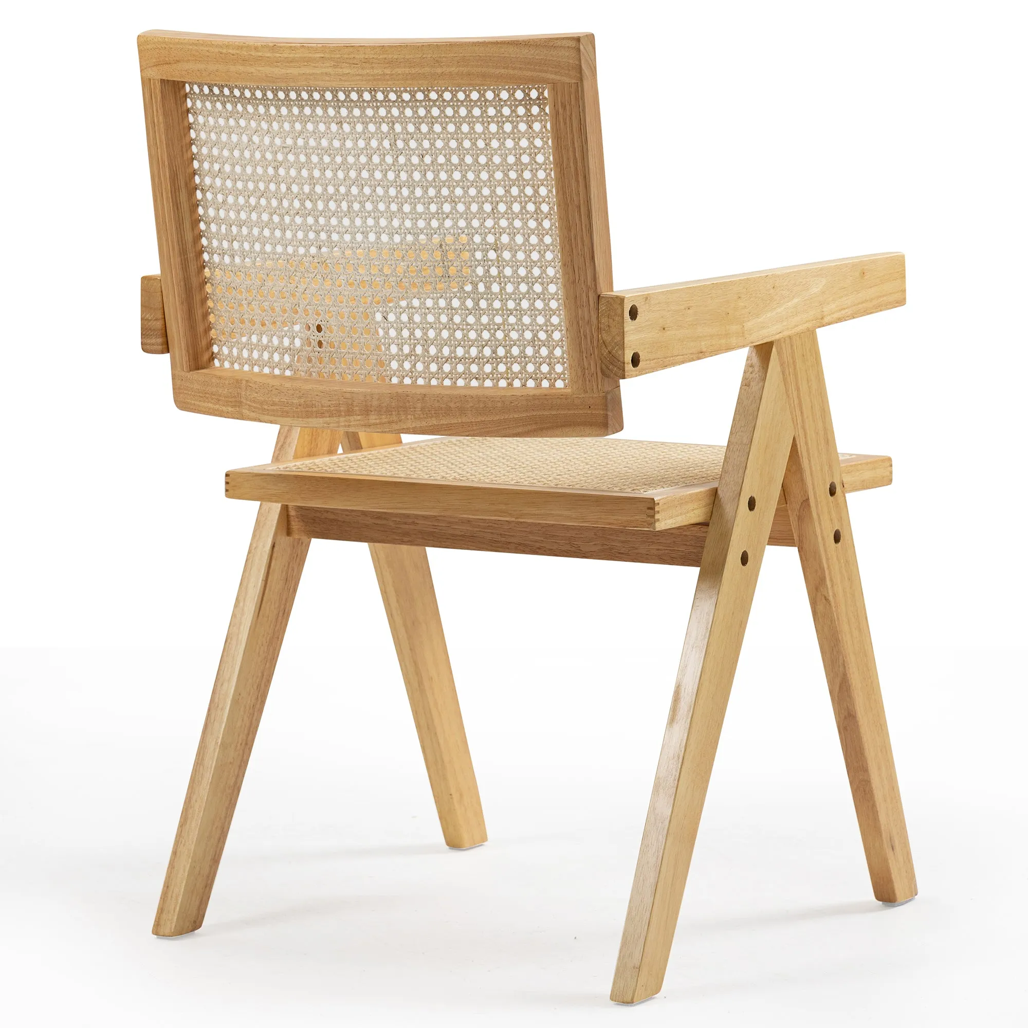 Set of 2 Bardot Natural Wooden Dining Chair with Rattan Back