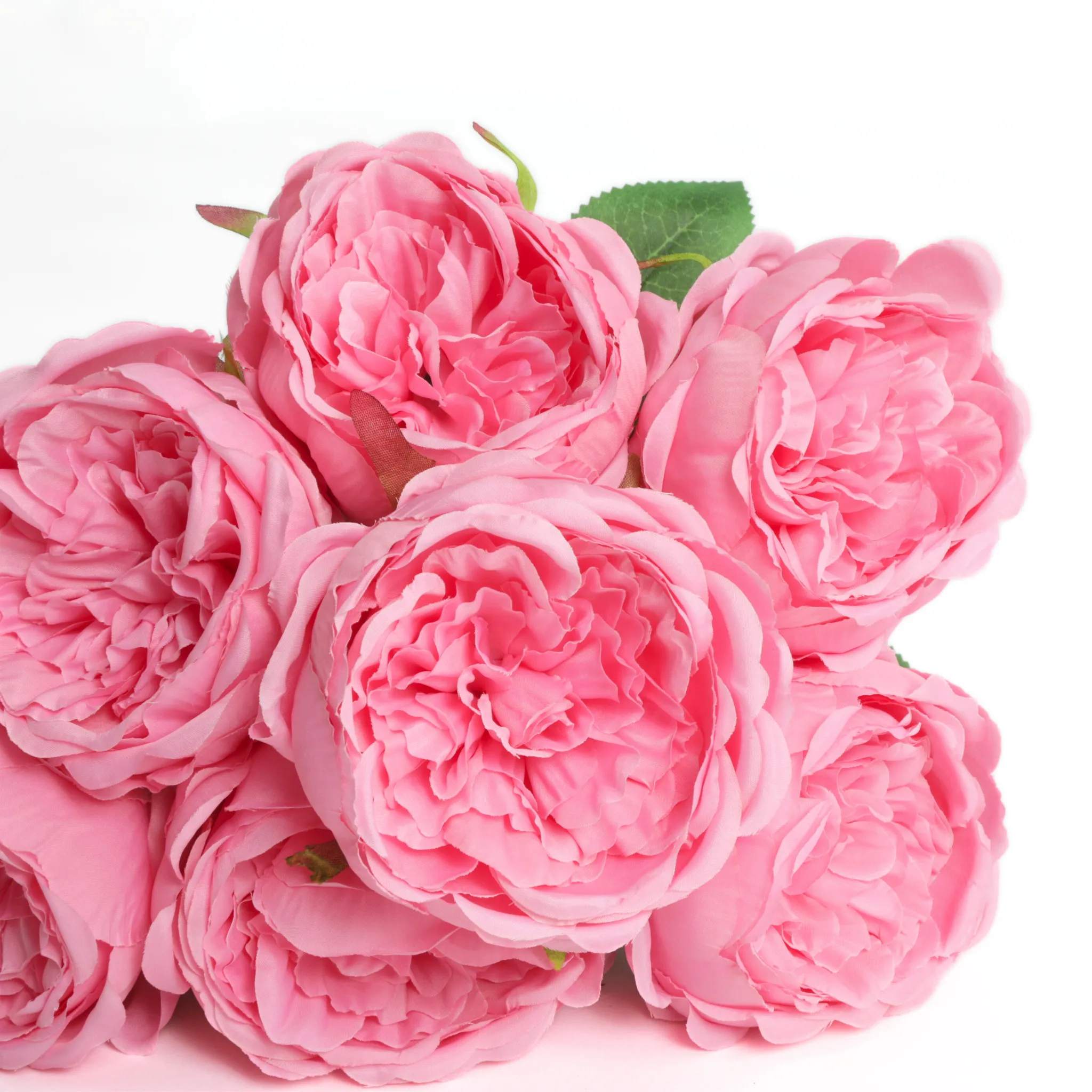 Silk Artificial Peony Flower Bush Bundle - Light Pink