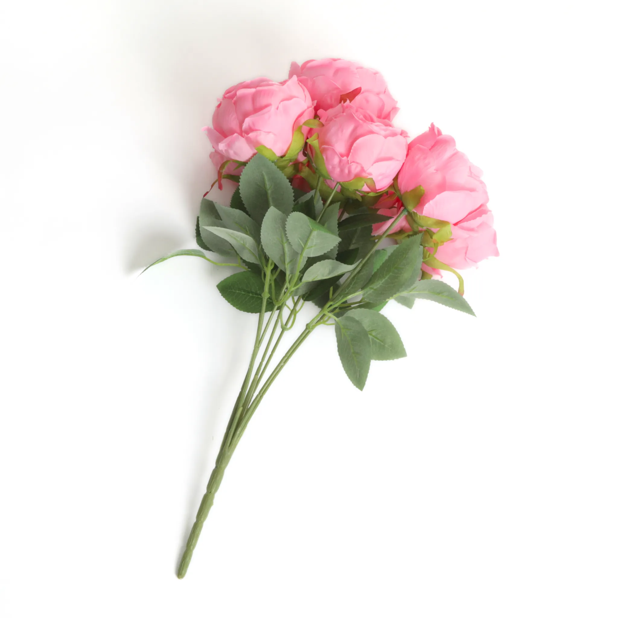 Silk Artificial Peony Flower Bush Bundle - Light Pink