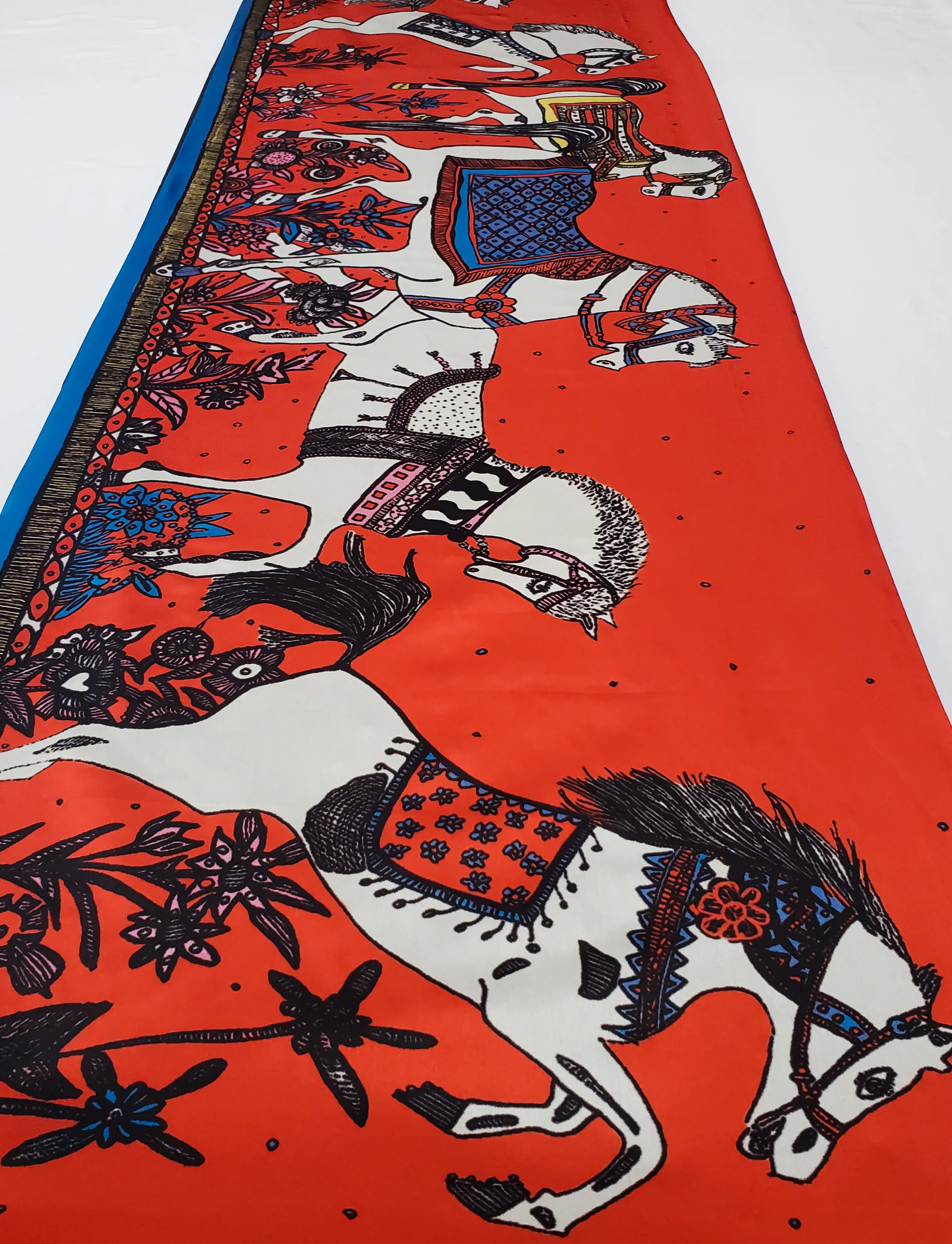 The Karabakh Horse Silk Scarf Red