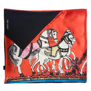 The Karabakh Horse Silk Scarf Red