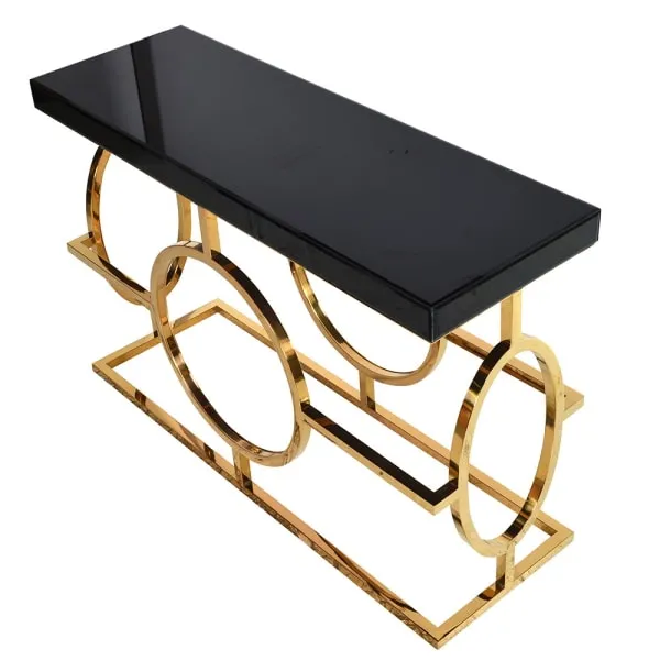 The Mackintosh Gold & Black Glass Console