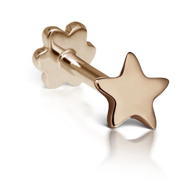 Threaded Star Earring by Maria Tash in 14K Rose Gold. Flat Stud.