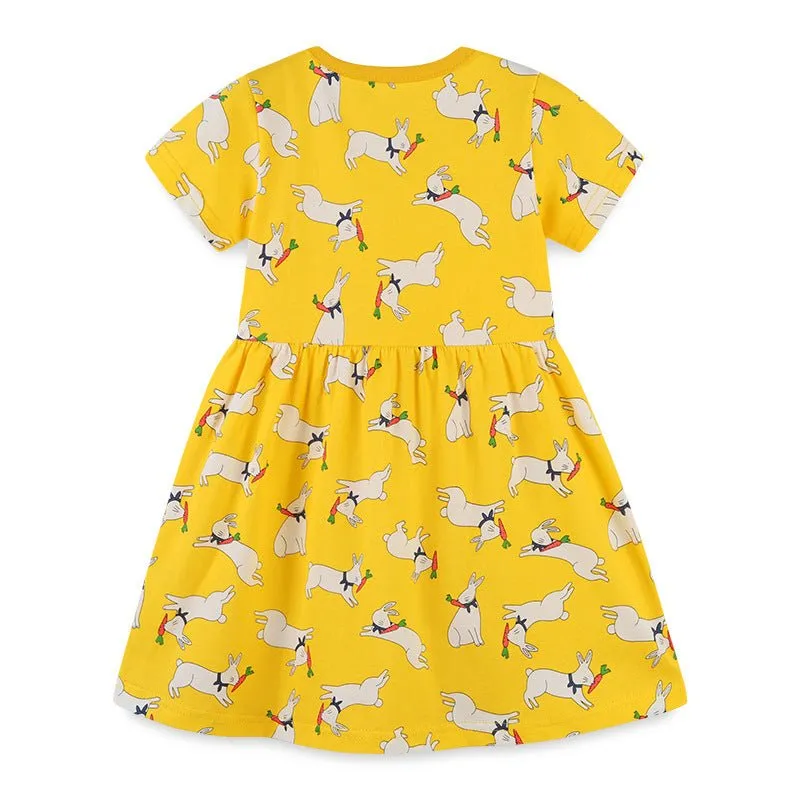 Toddler/Kid Girl's Allover Bunny Print Dress for Summer