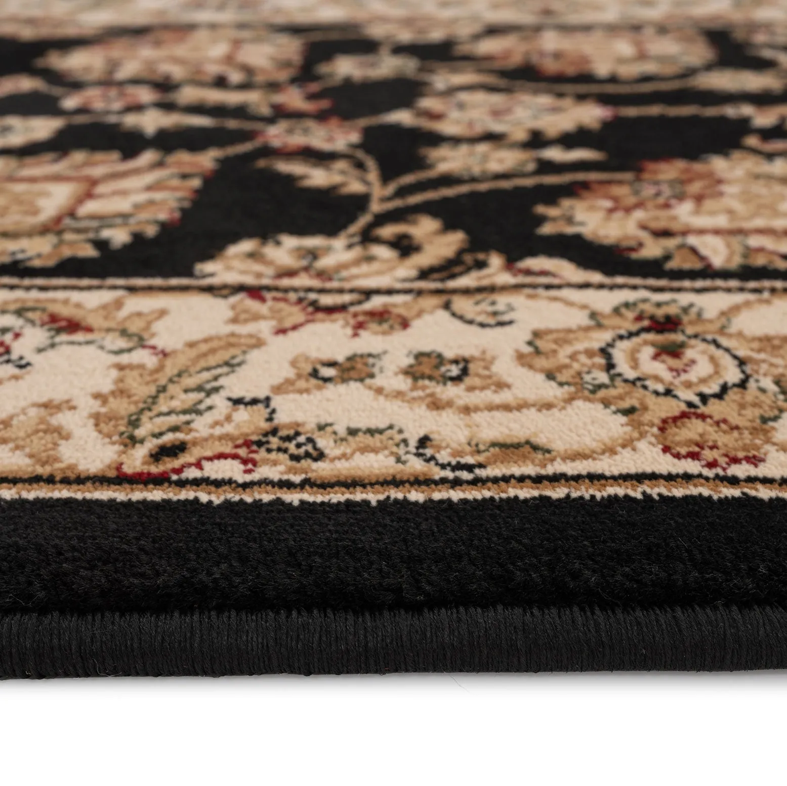 Traditional Black Floral Rug - Malaki