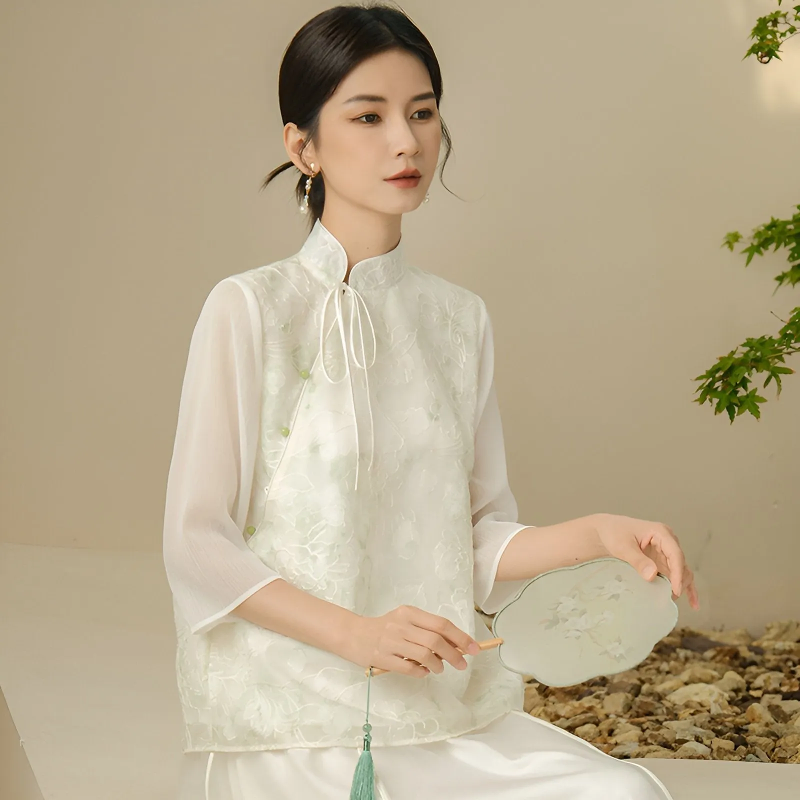 Traditional Chinese Oblique Lapel Blouse