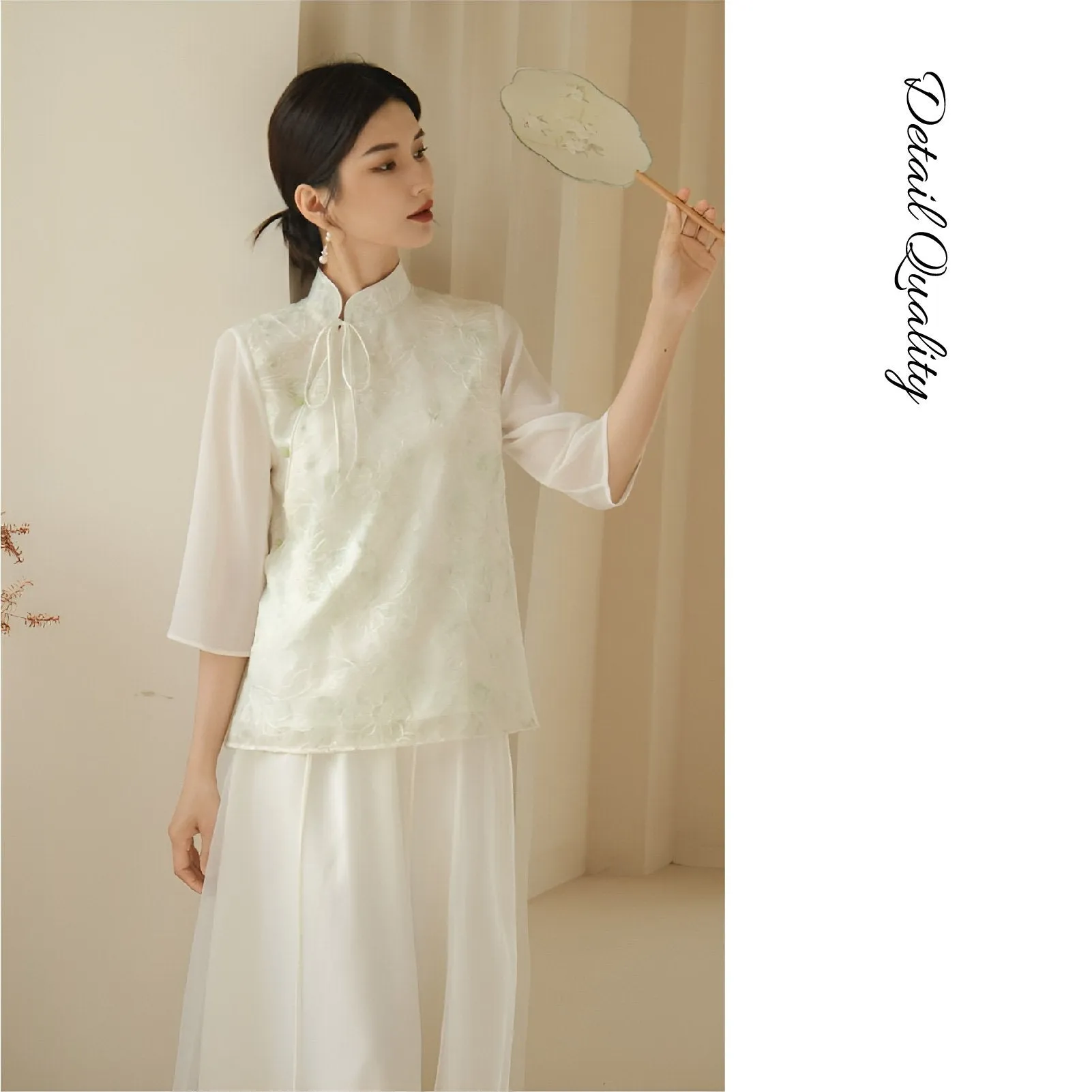 Traditional Chinese Oblique Lapel Blouse