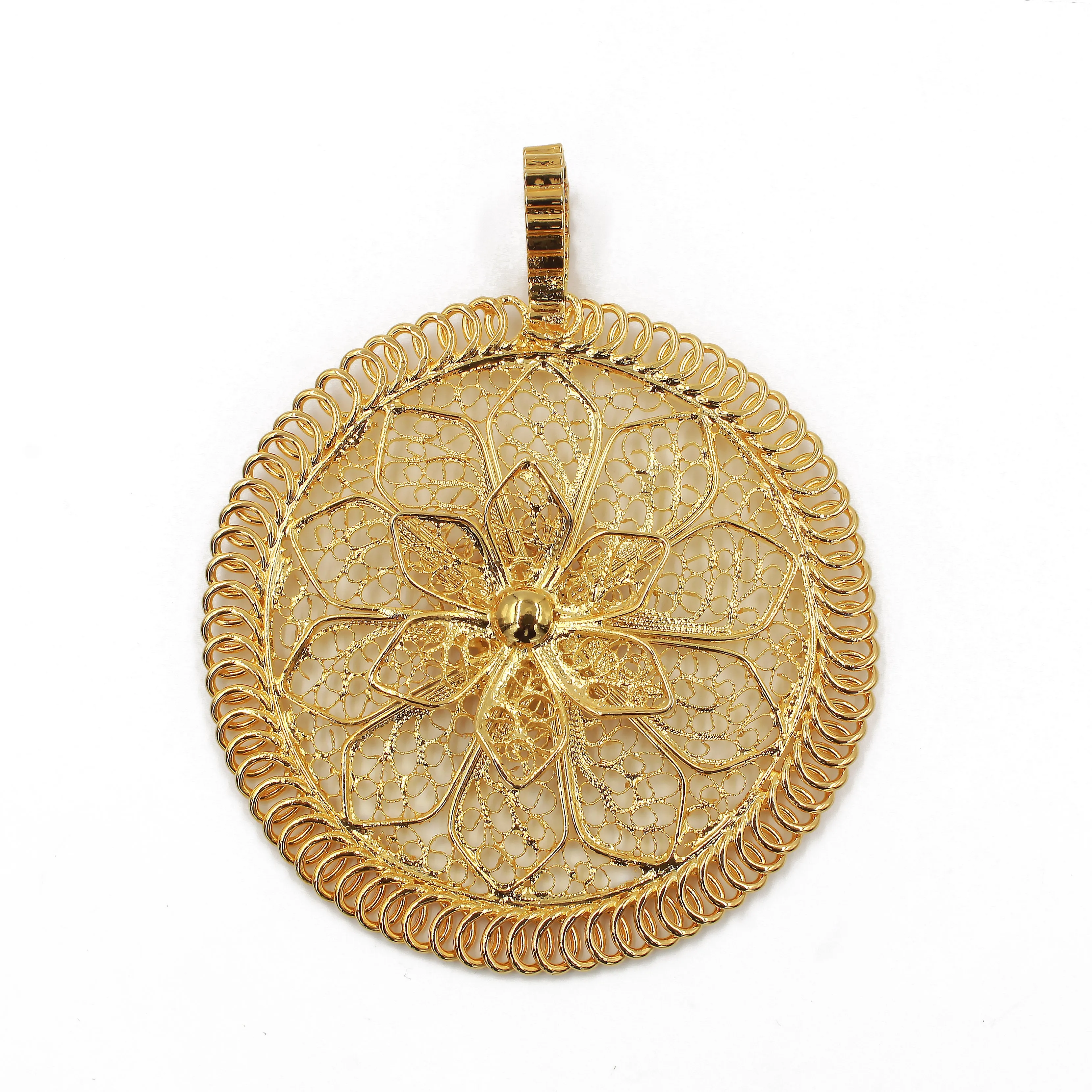 Traditional Portuguese Filigree Costume Medallion Pendant