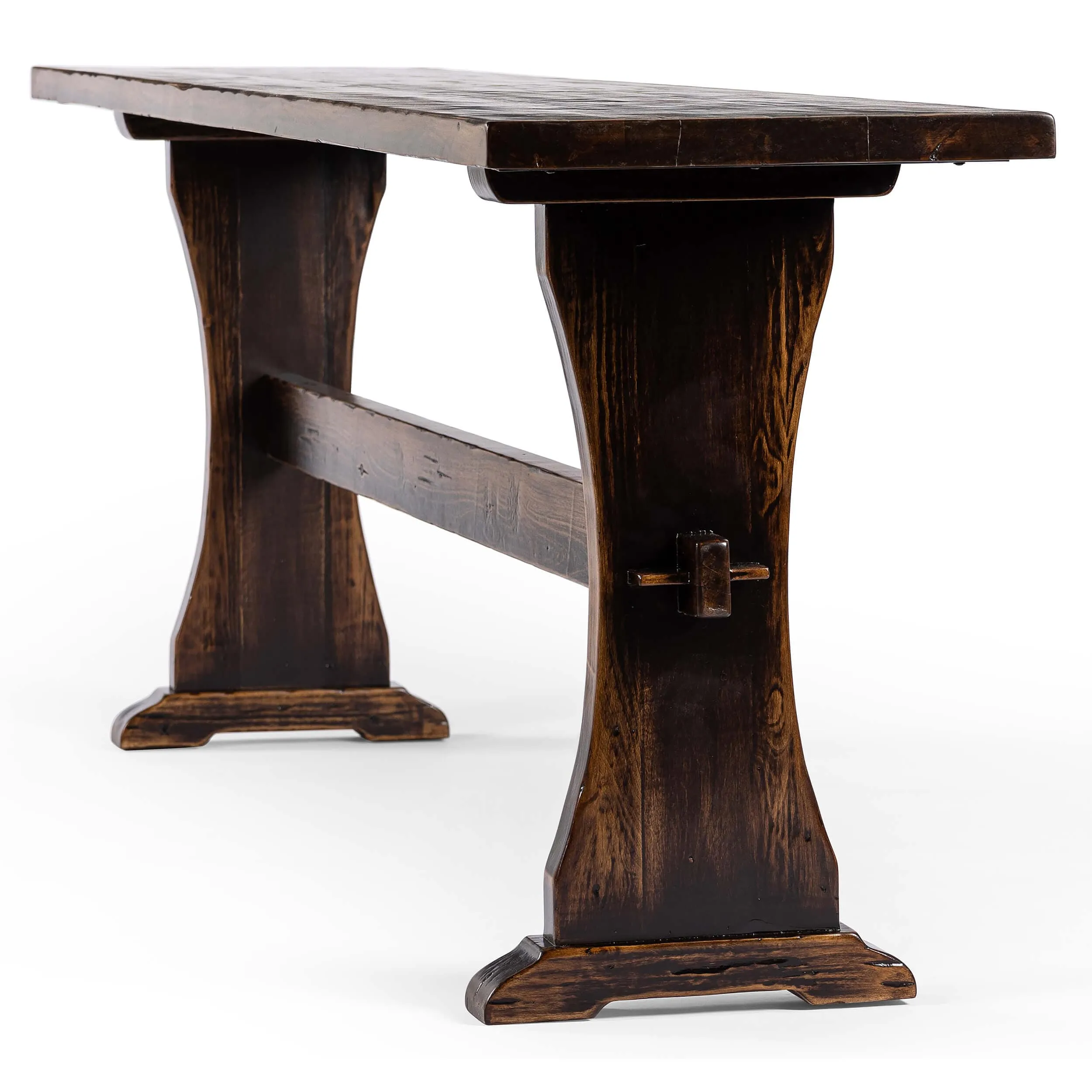 Trestle Large Console Table, Distressed Walnut