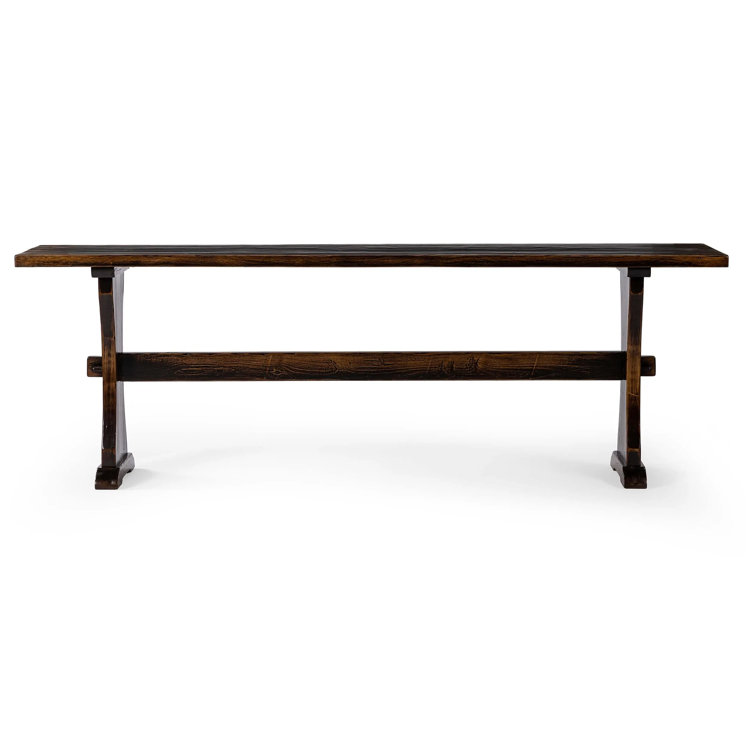 Trestle Large Console Table, Distressed Walnut