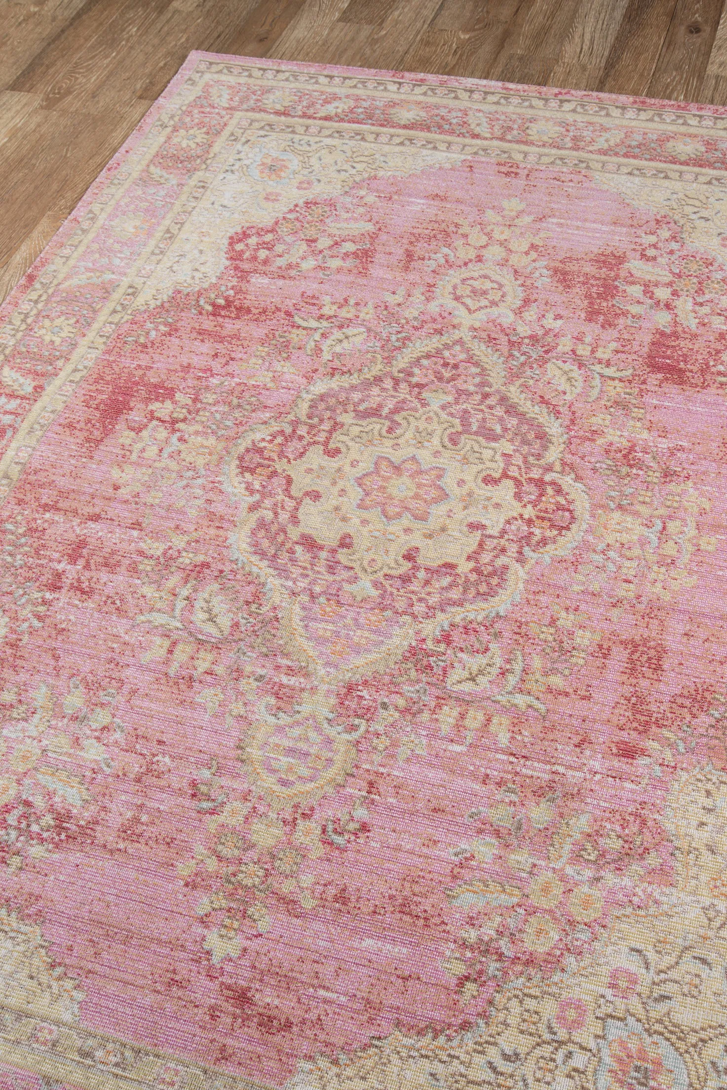 Vintage Style Faded Pink Area Rug