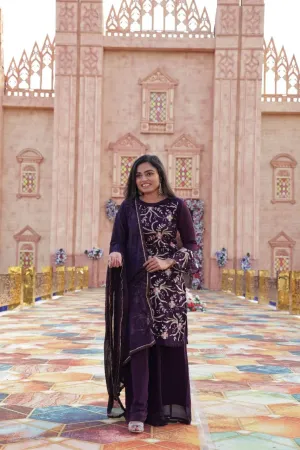 Wedding-ready Sharara Suit Set in Purple Hue