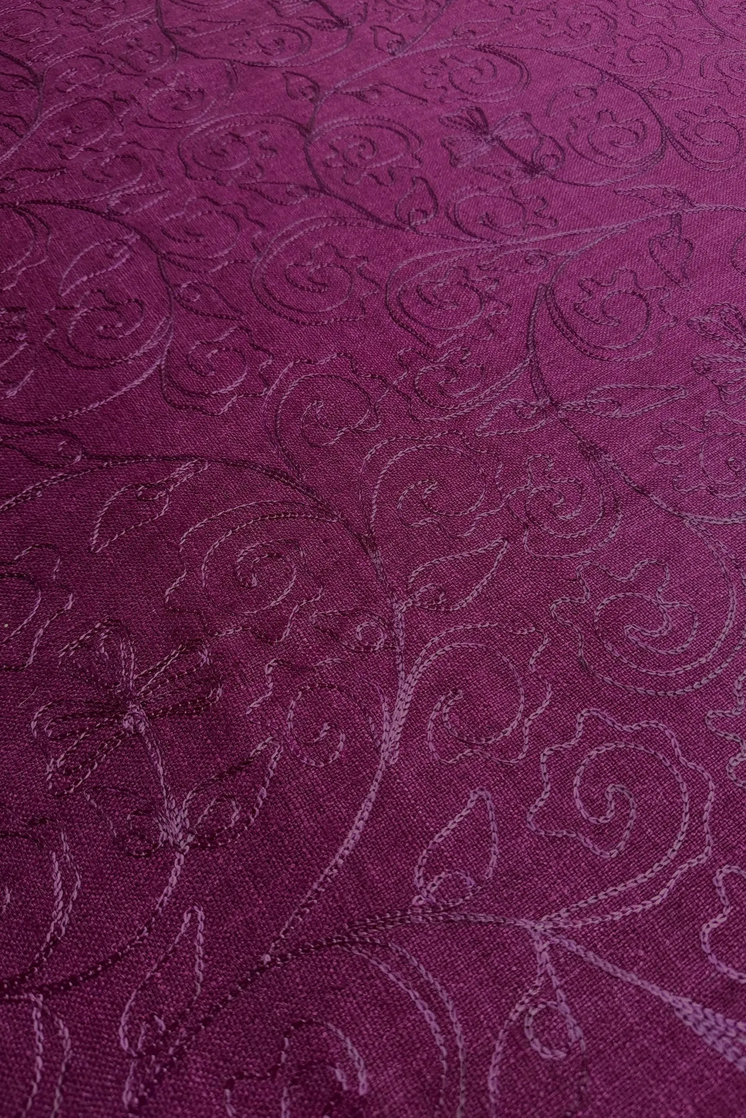 Wine Embroidered Silk Linen MEMT-018-17