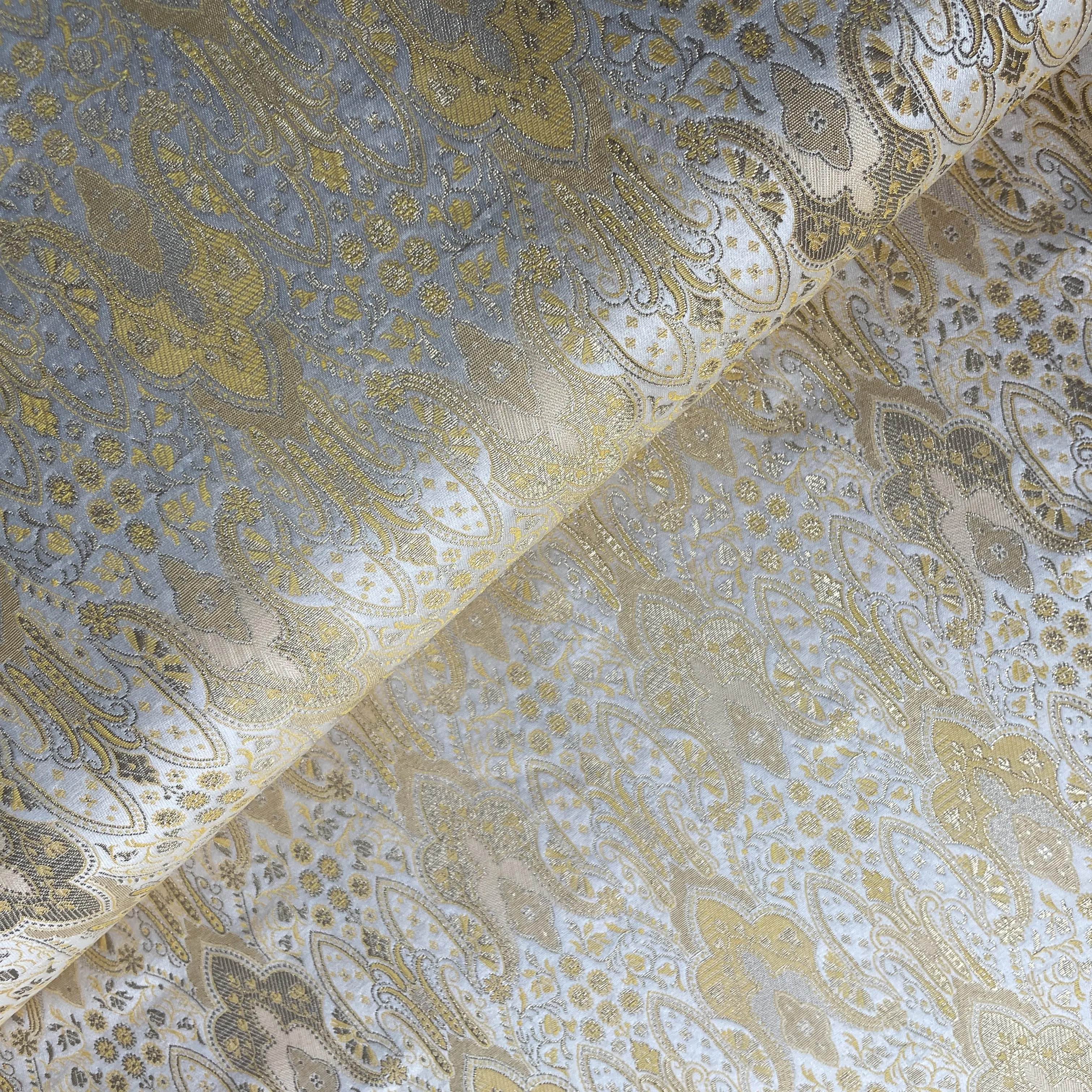 Yellow Traditional Pattern Brocade Fabric 19644