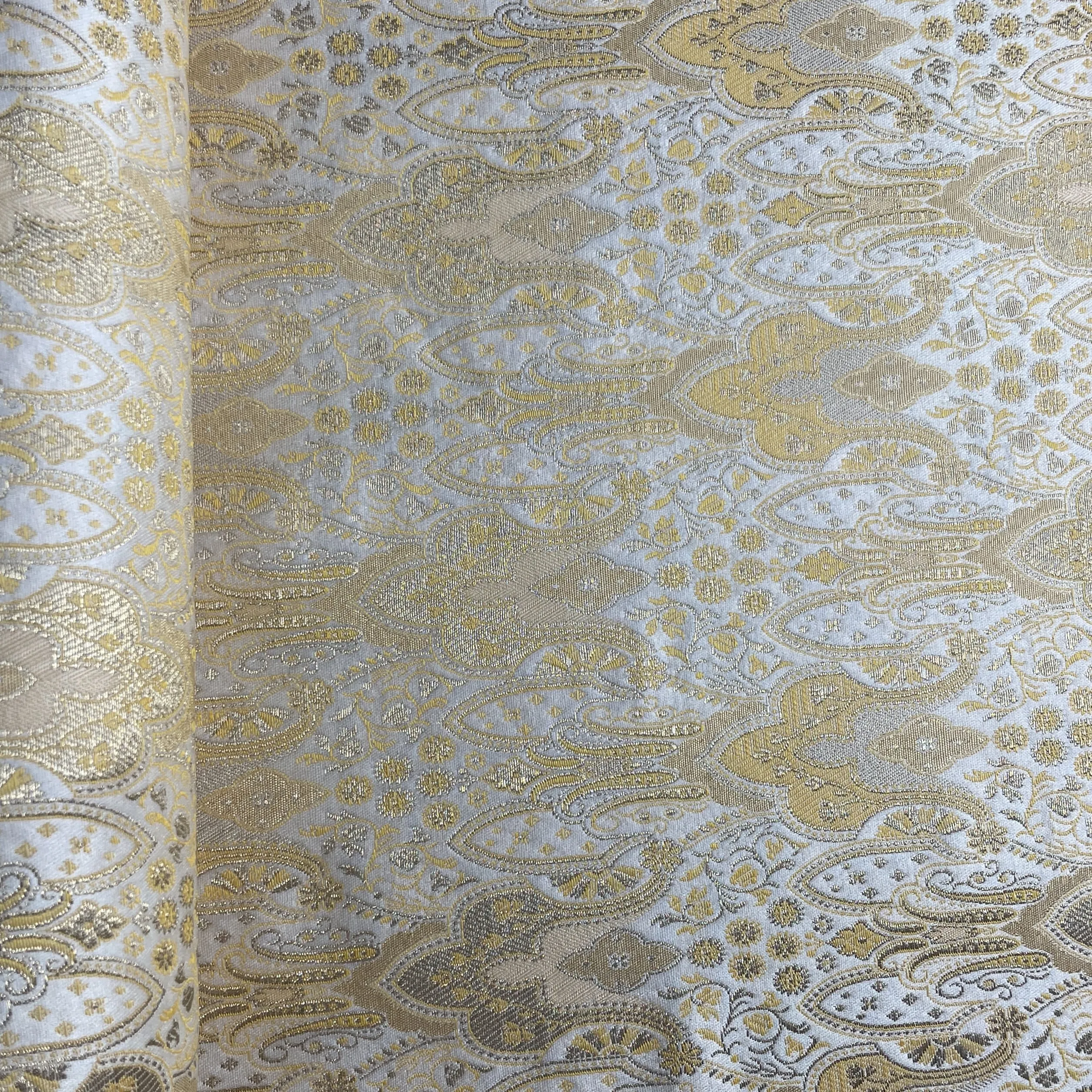 Yellow Traditional Pattern Brocade Fabric 19644