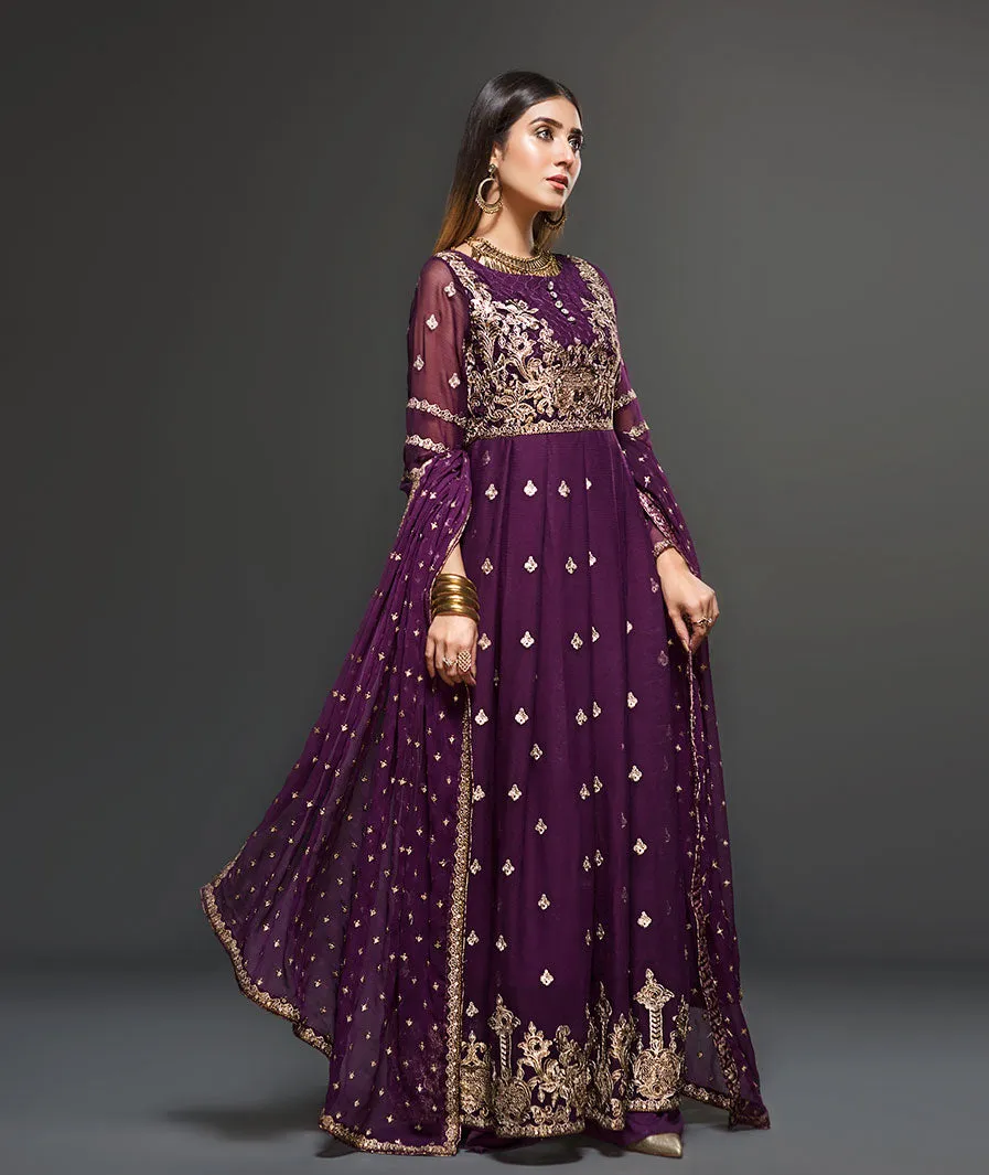 Zarif Embroidered Chiffon Collection 2019 – Lavendar